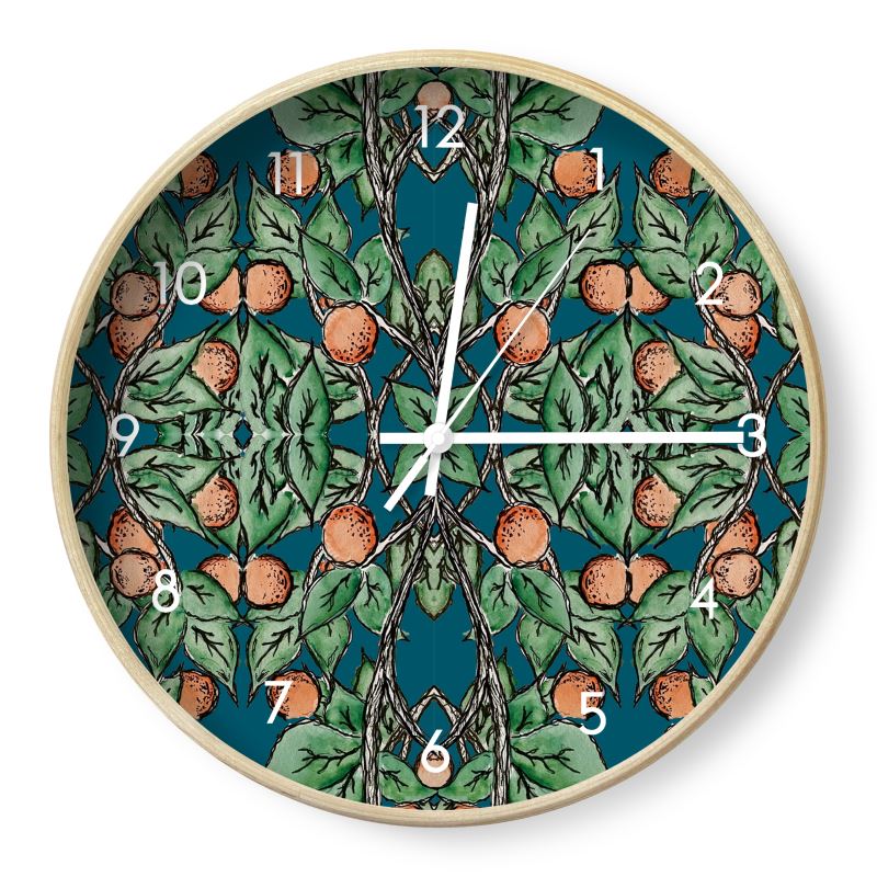 Orange Tree Wall Clock - Blue