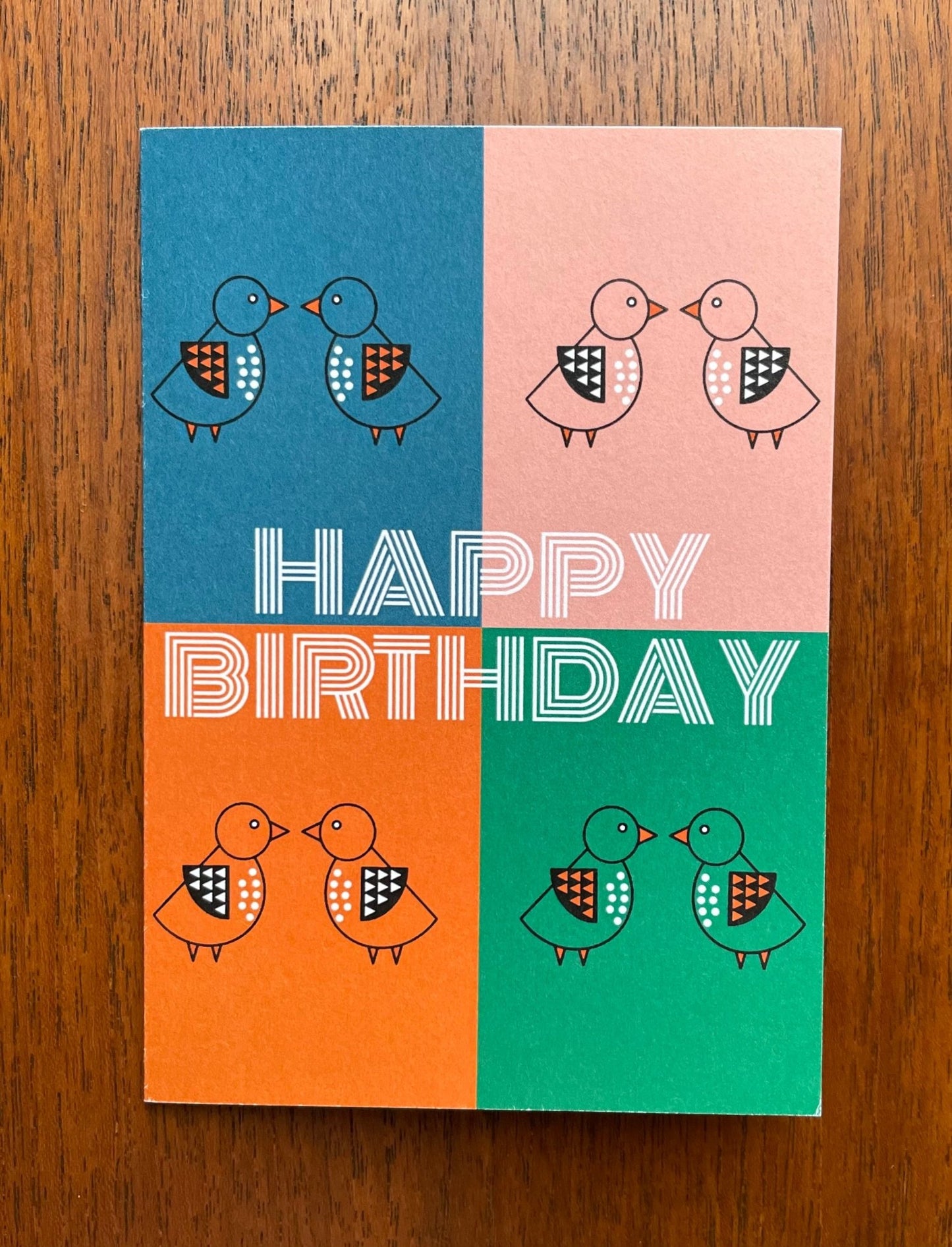 Quartet Of Pigeons Birthday Card