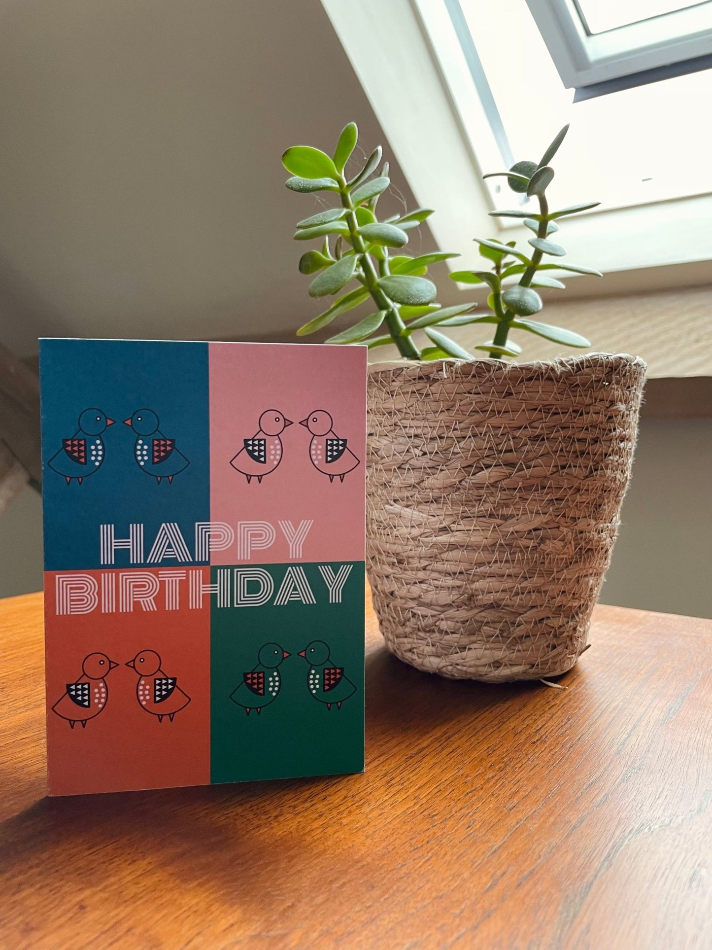 Quartet Of Pigeons Birthday Card